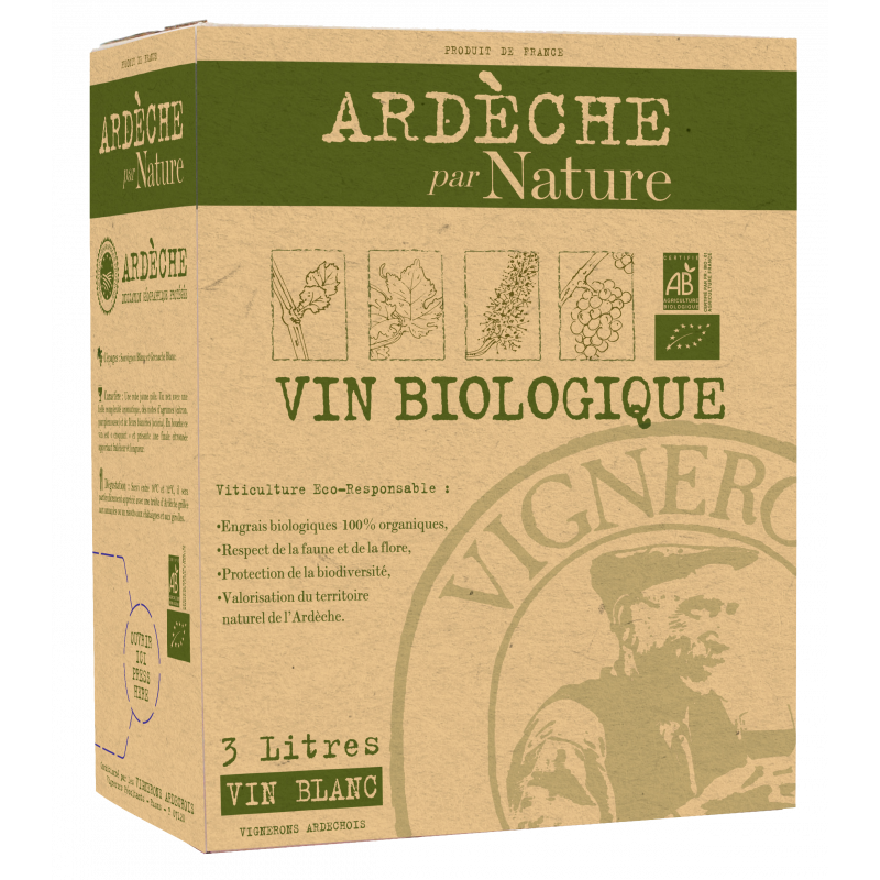 3L BIB ARDÈCHE PAR NATURE BLANC BIO - DESCLICS PAYSAN, LE GOÛT DU BIO SOLIDAIRE PRÈS DE CHEZ VOUS