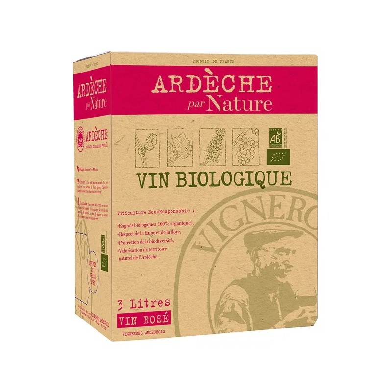 3L BIB ARDÈCHE PAR NATURE ROSÉ BIO - DESCLICS PAYSAN, LE GOÛT DU BIO SOLIDAIRE PRÈS DE CHEZ VOUS